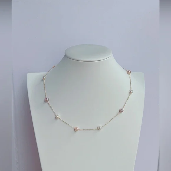 Black Friday Sale No 5 Handmade 14KGP Candy Color Freshwater Pearl Necklace - Picture 4 of 10